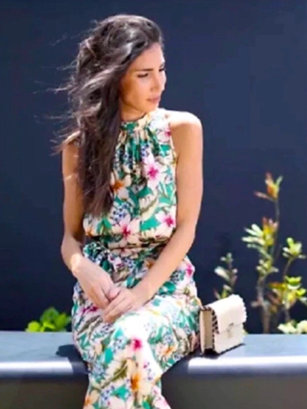 Zara Tropical Floral Open Back Wide Leg Jumpsuit XS